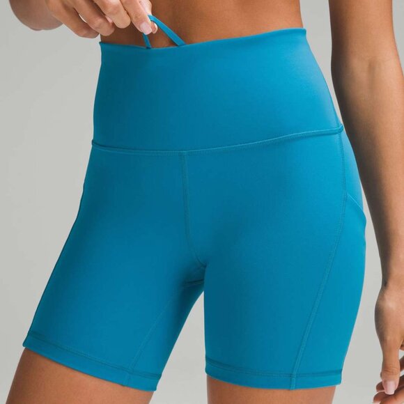 lululemon athletica Pants - Lululemon Wunder Train High-Rise Short with Pockets 6" Hawaiian Blue 12